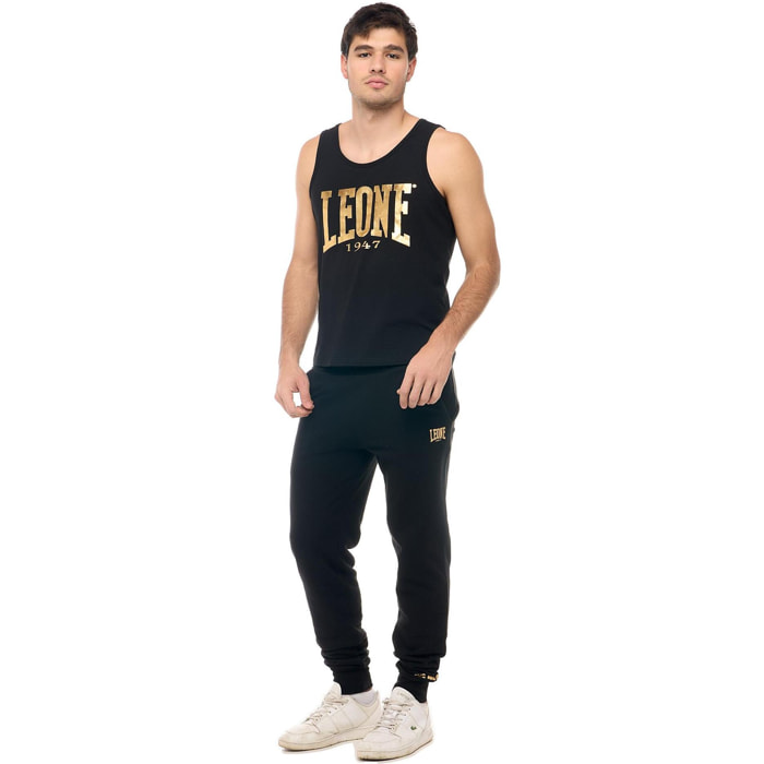 Canotta uomo Leone 1947 Apparel con maxi logo dorato. Per allenamento.