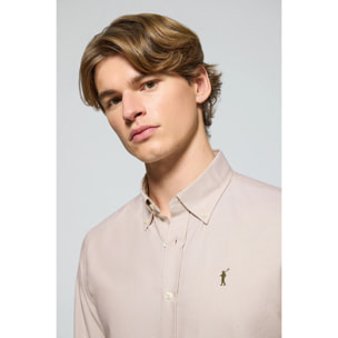 Camisa oxford marrón con logo bordado Rigby Go