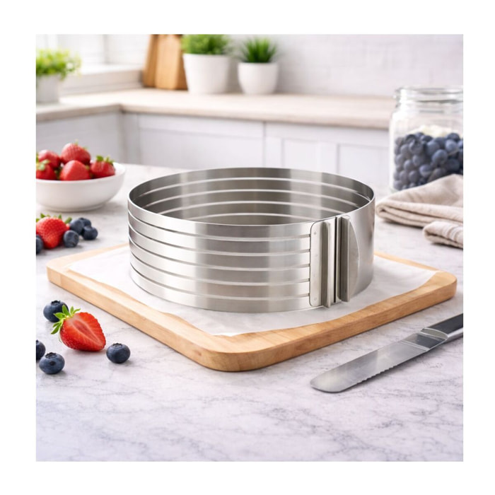 Cercle à gâteaux extensible spécial découpe en Inox