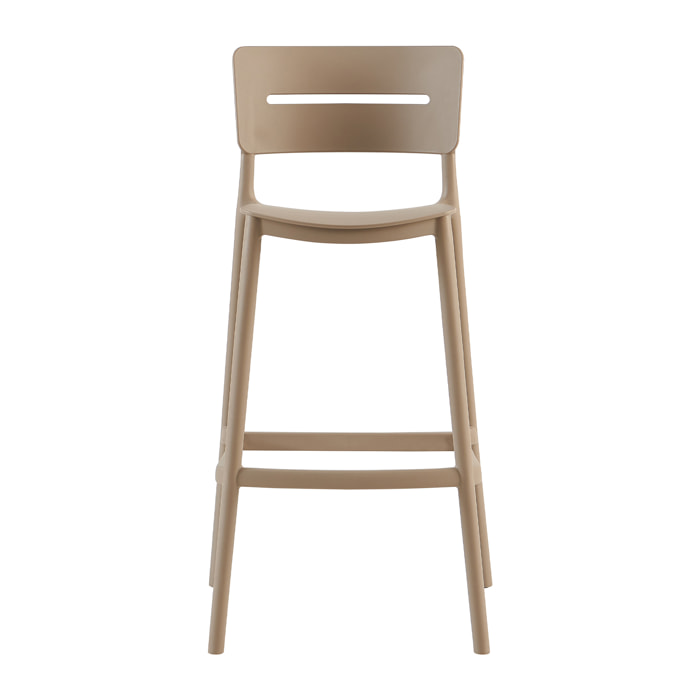 Set da, 2 Sgabello Bella Tortora In Polipropilene per soggiorno, cucina e arredo bar