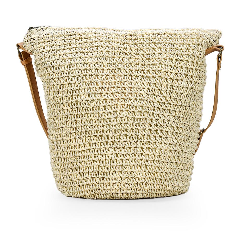 Bolso de rafia beige tipo bandolera