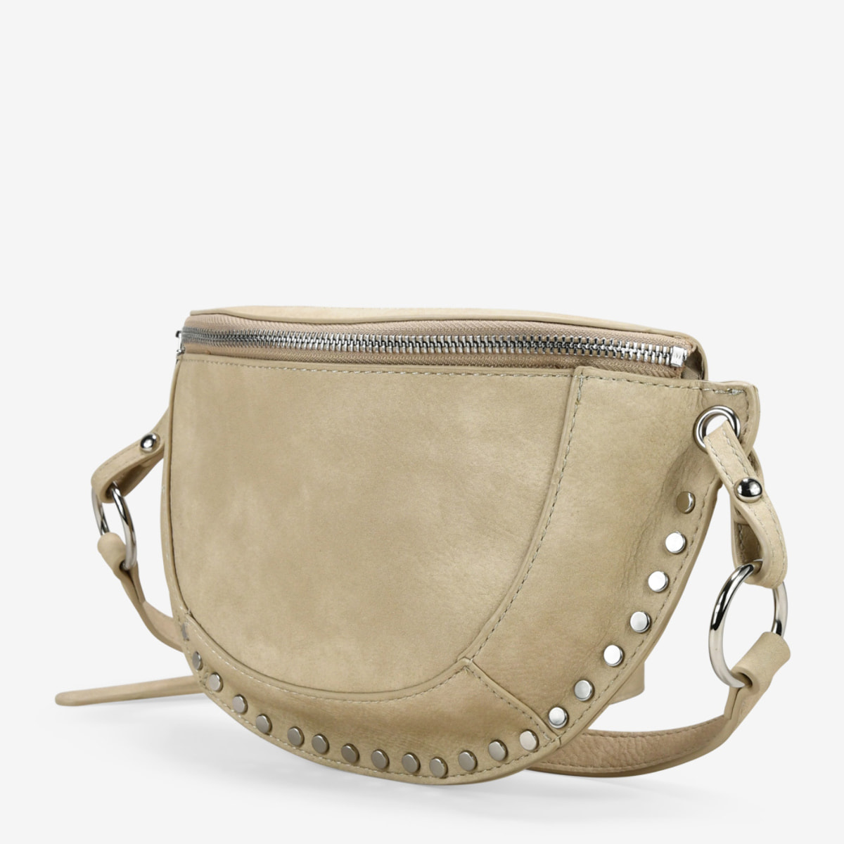 Riñonera beige con tachuelas redondas