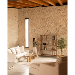 Estantería de madera maciza tono roble oscuro de 180x140cm Alto: 180 Largo: 140 Ancho: 35