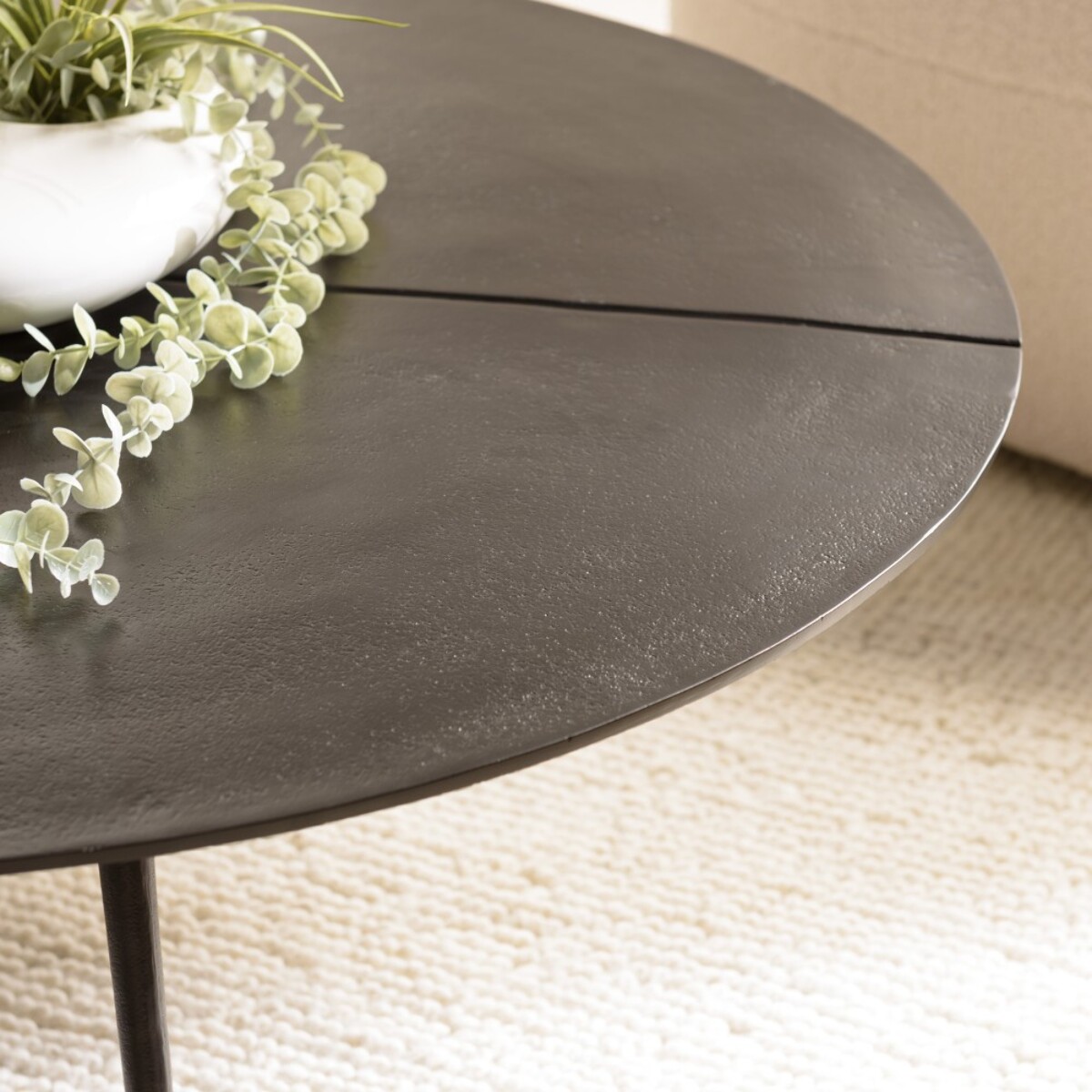 JAMES - Table basse ronde 100x100cm en aluminium noir mat