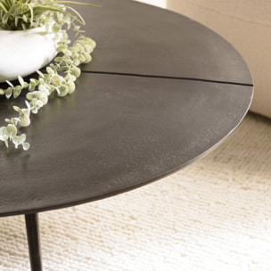 JAMES - Table basse ronde 100x100cm en aluminium noir mat