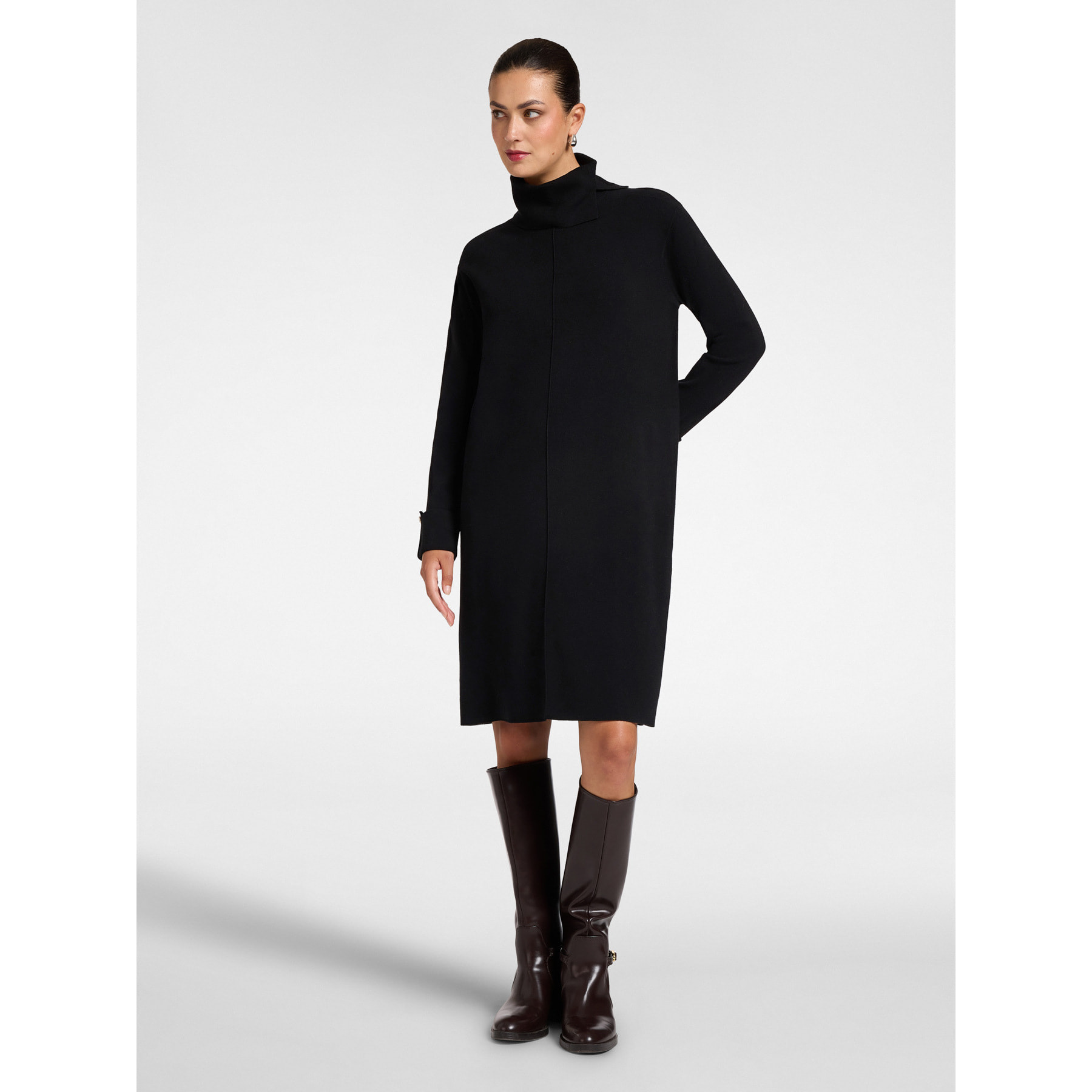 Elena Mirò - Vestido de cuello alto en viscosa - Negro