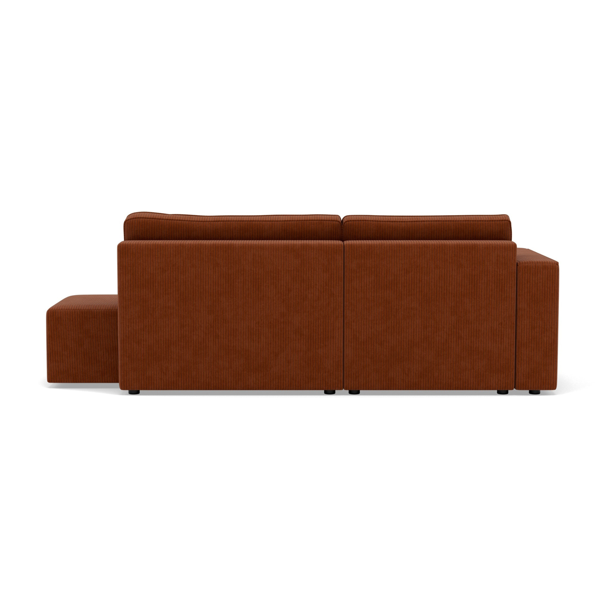 Topaze - canapé d'angle gauche 4 places convertible avec coffre sans accoudoir en velours côtelé - Terracotta