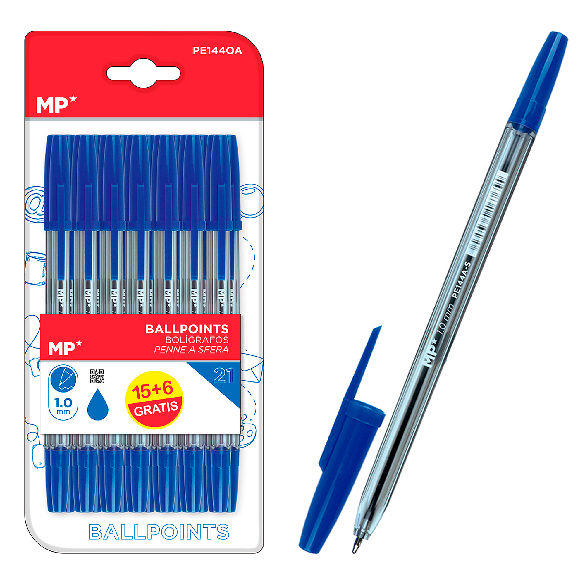 SET 21 BOLÍGRAFOS AZUL PUNTA 1.0 mm