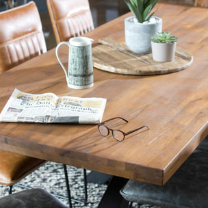 Table salle à manger bois métal pied croisé 240 cm OKA