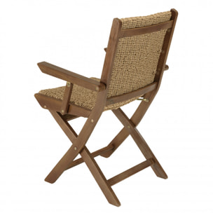 VICTOIRE - Lot de 2 fauteuils pliants acacia huilé et rotin synthétique
