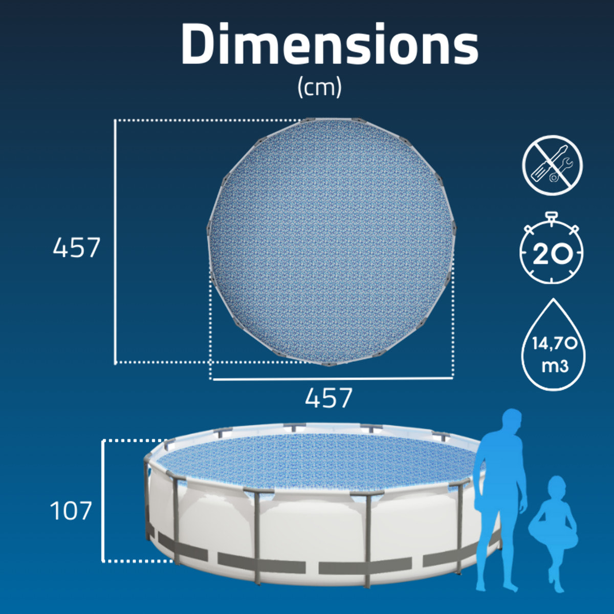 Bestway Piscine hors sol tubulaire ronde Bestway Steel Pro Max 457 x 107 cm gris clair