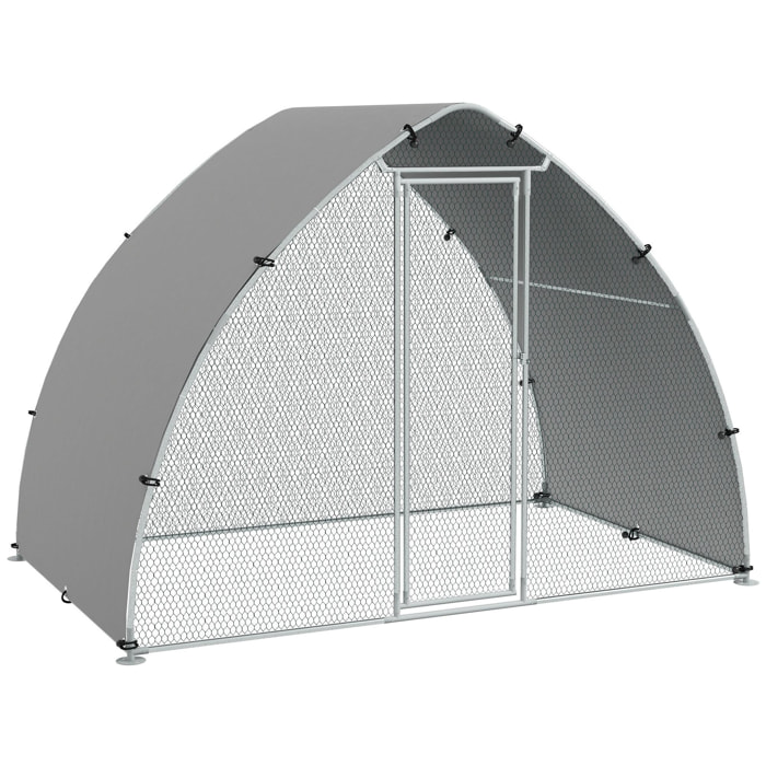 Enclos poulailler chenil 5,75 m² - toit anti-UV, porte verouillable - dim. 3,04L x 1,9l x 2,2H m - acier galvanisé