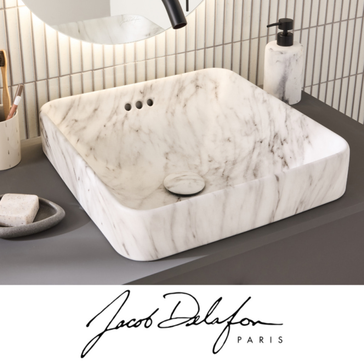 Vasque carrée à poser Vox effet marbre envoutant