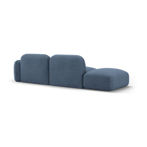 Canapé modulable gauche "Lucien" 3 places en velours blue jeans