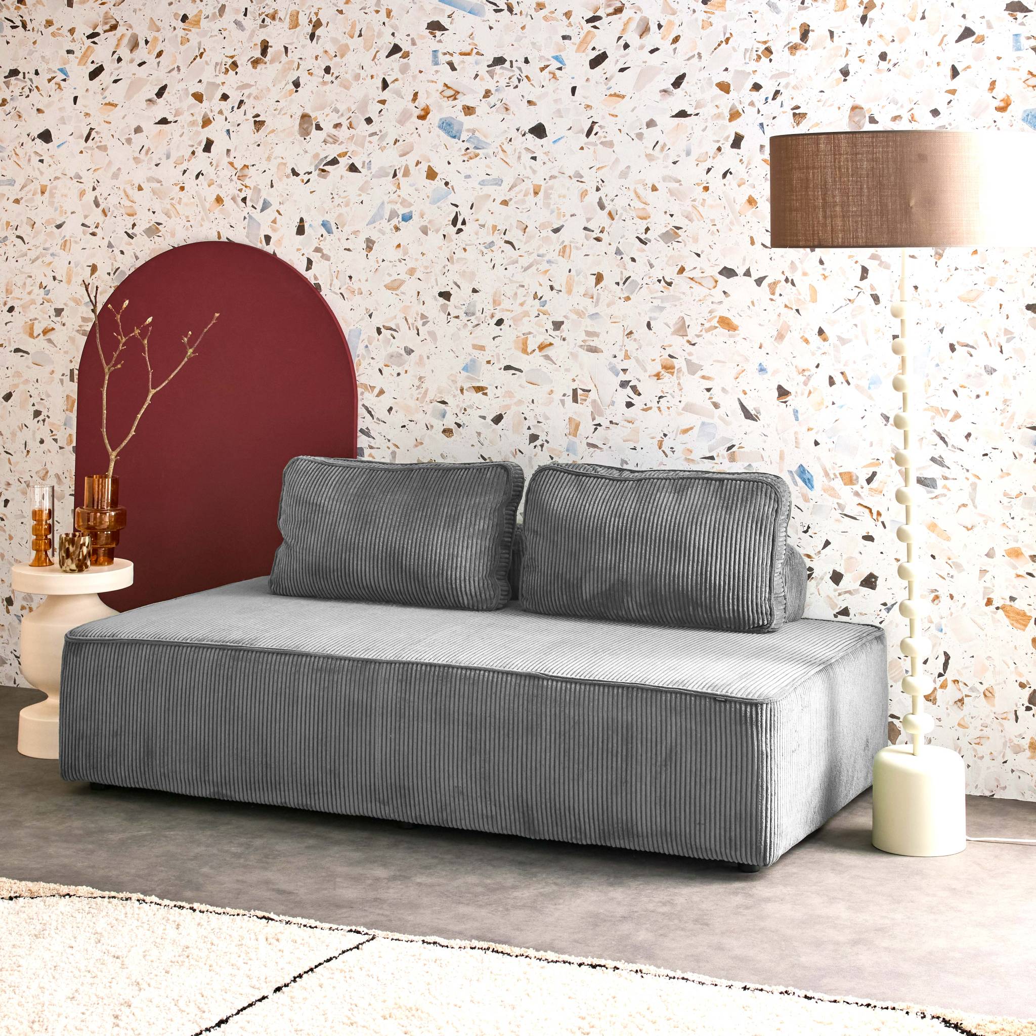 Chauffeuse 2 places canapé modulable gris foncé