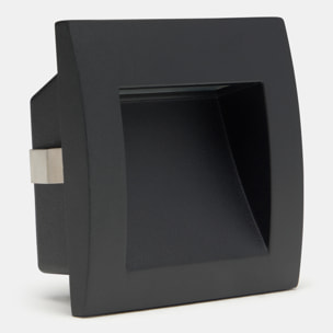 Forlight - Empotrable de pared Zilo Aluminio, Cristal Negro, Transparente