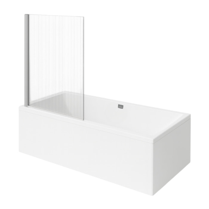 Baignoire droite Collaro 160 x 75cm Blanc mat  vidage et trop plein chrome + Pare bain gauche AURYS Raywall