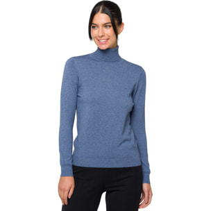 Jersey de cuello alto Hot Buttered Elettra azul denim