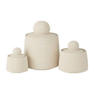 J-Line pot Decoratif Maris - ciment - crème - 3 pièces