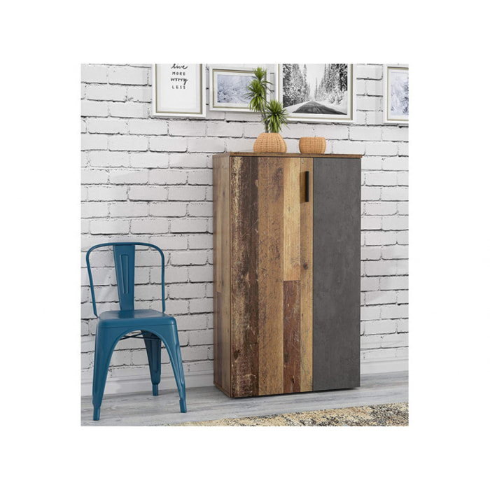 Armoire à chaussures 2 portes 5 tablettes en bois - 5 coloris - SHOES