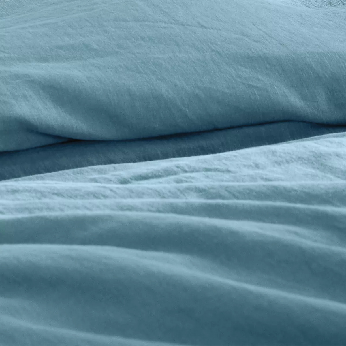 Housse de couette pur lin lavé 165 g/m² uni bleu Le lin lave bleu celeste