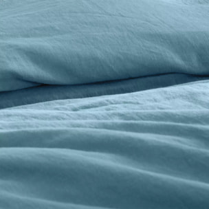 Housse de couette pur lin lavé 165 g/m² uni bleu Le lin lave bleu celeste