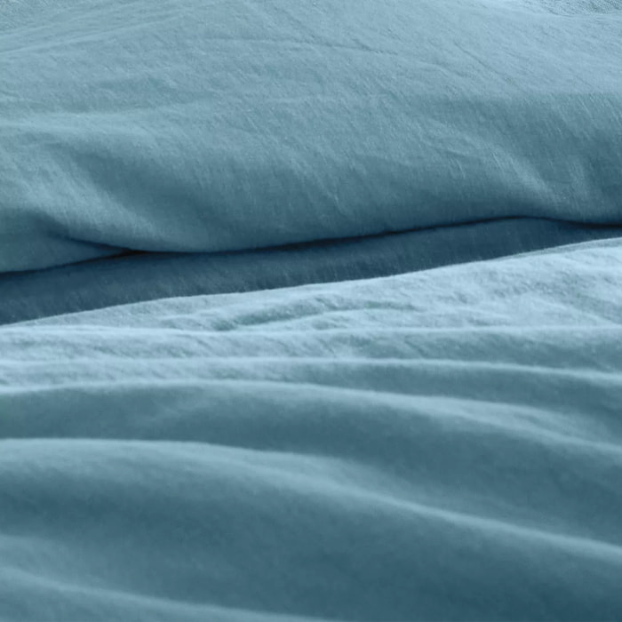 Housse de couette pur lin lavé 165 g/m² uni bleu Le lin lave bleu celeste