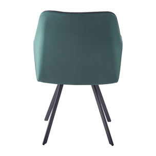 Sedia di design Amber in velluto verde e metallo