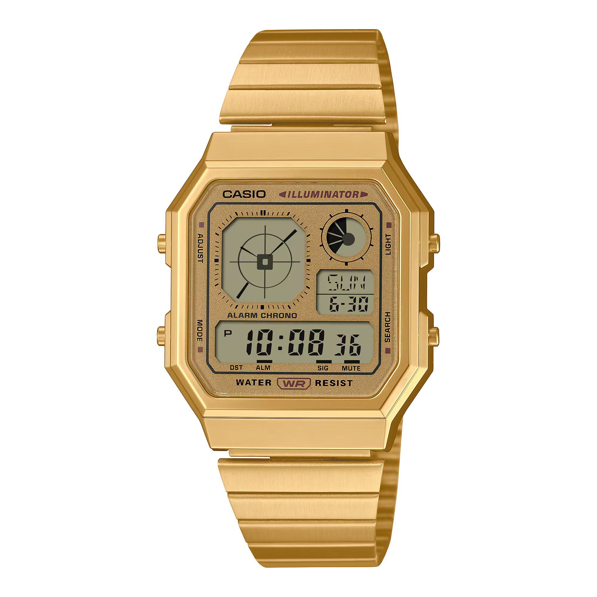 Reloj Casio A130WEG-9A Unisex Digital Cuarzo con Correa de Acero inoxidable