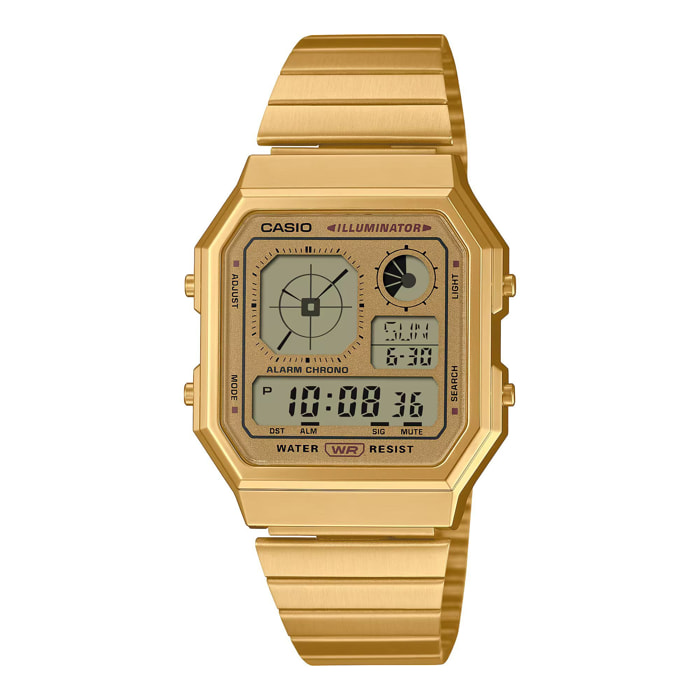Reloj Casio A130WEG-9A Unisex Digital Cuarzo con Correa de Acero inoxidable