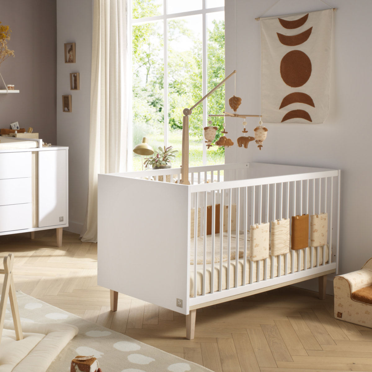 Lit évolutif 140x70 - Little Big bed sur pieds bois