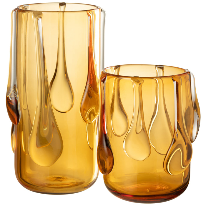 J-Line Vase Drippy Verre Ambre Large