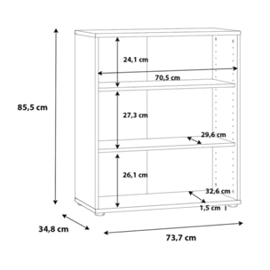 Étagère H. 86 x L. 74 cm décor chêne sonoma avec 2 étagères - MIA