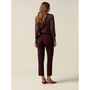 Oltre - Pantaloni regular in fustagno - Bordeaux