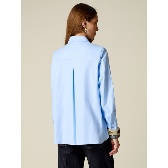 Oltre - Camisa oversize con engarces de cristal - Light - blue