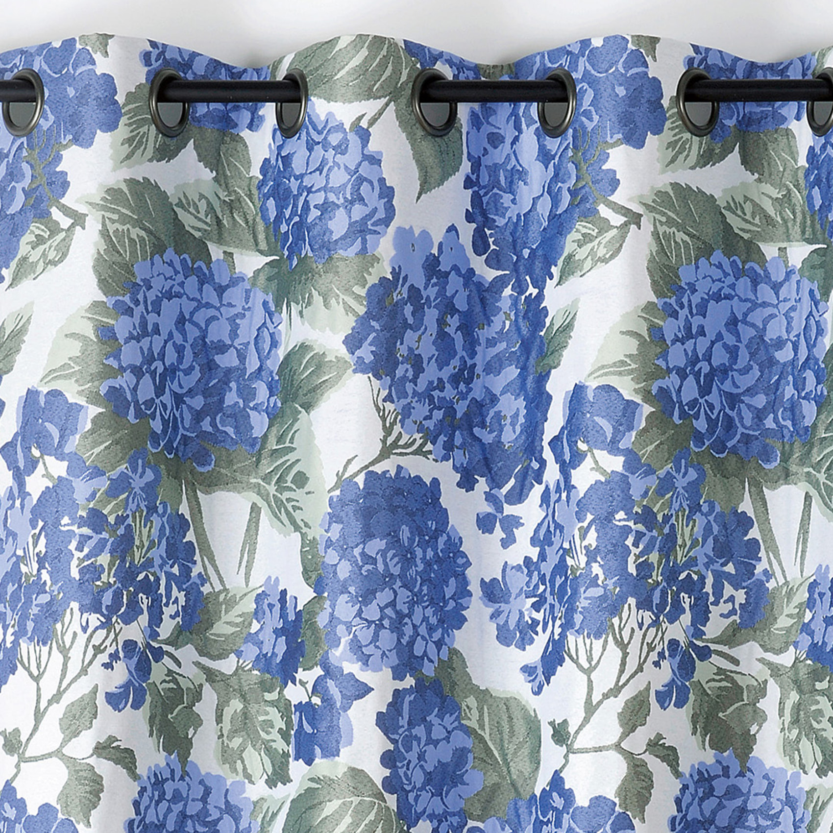 Rideau jacquard à motif hortensia - Bleu