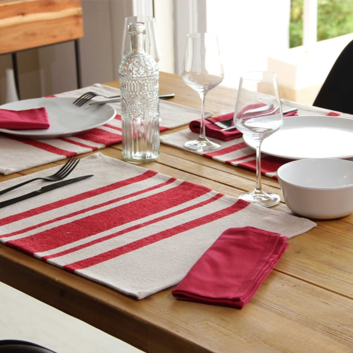 Lot de 4 Sets de table coton épais Rustique - Rouge