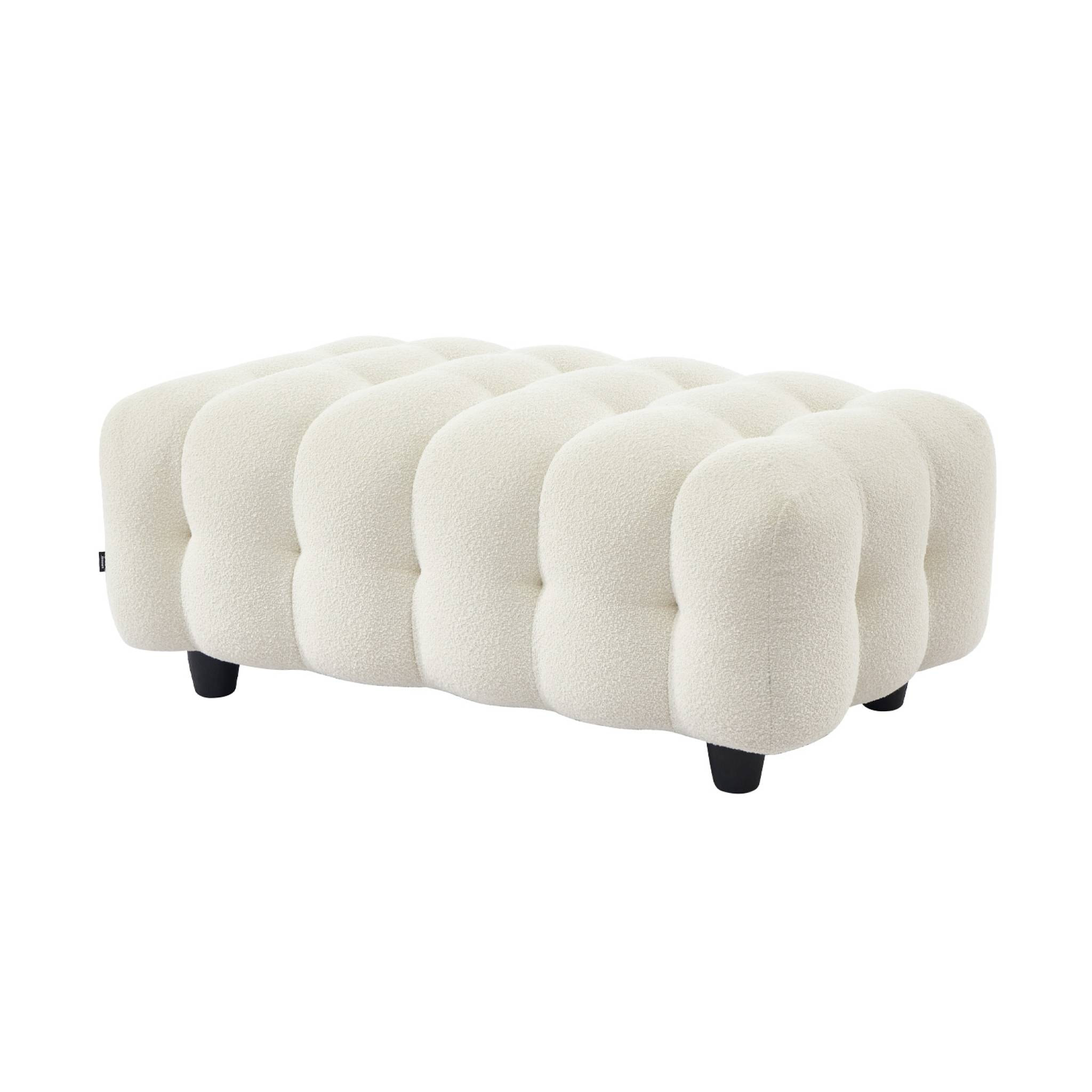 Pouf, repose-pieds pour canapé d'angle 3 places Leon bouclette texturée LEON