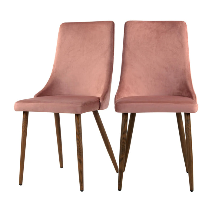 Lot de 2 chaises en velours rose - Vinni