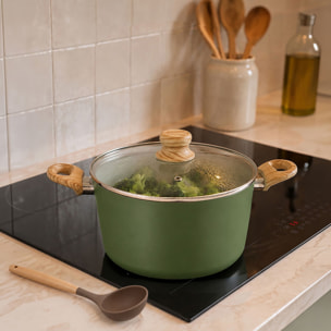 Batterie de cuisine 13 pièces en aluminium recyclé olive - tout feux COLORAMA