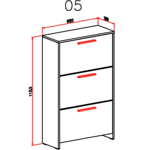 Scarpiera salvaspazio 3 Ante A Ribalta Moderna Maniglie In Alluminio Mobile Ingresso Slim Salvaspazio Per Scarpe Portascarpe 115x68.5x20 Cm Bianco