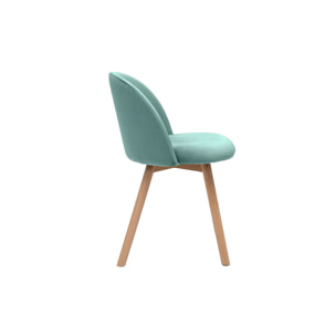 Chaises scandinaves en tissu velours vert céladon et bois clair massif (lot de 2) CELESTE