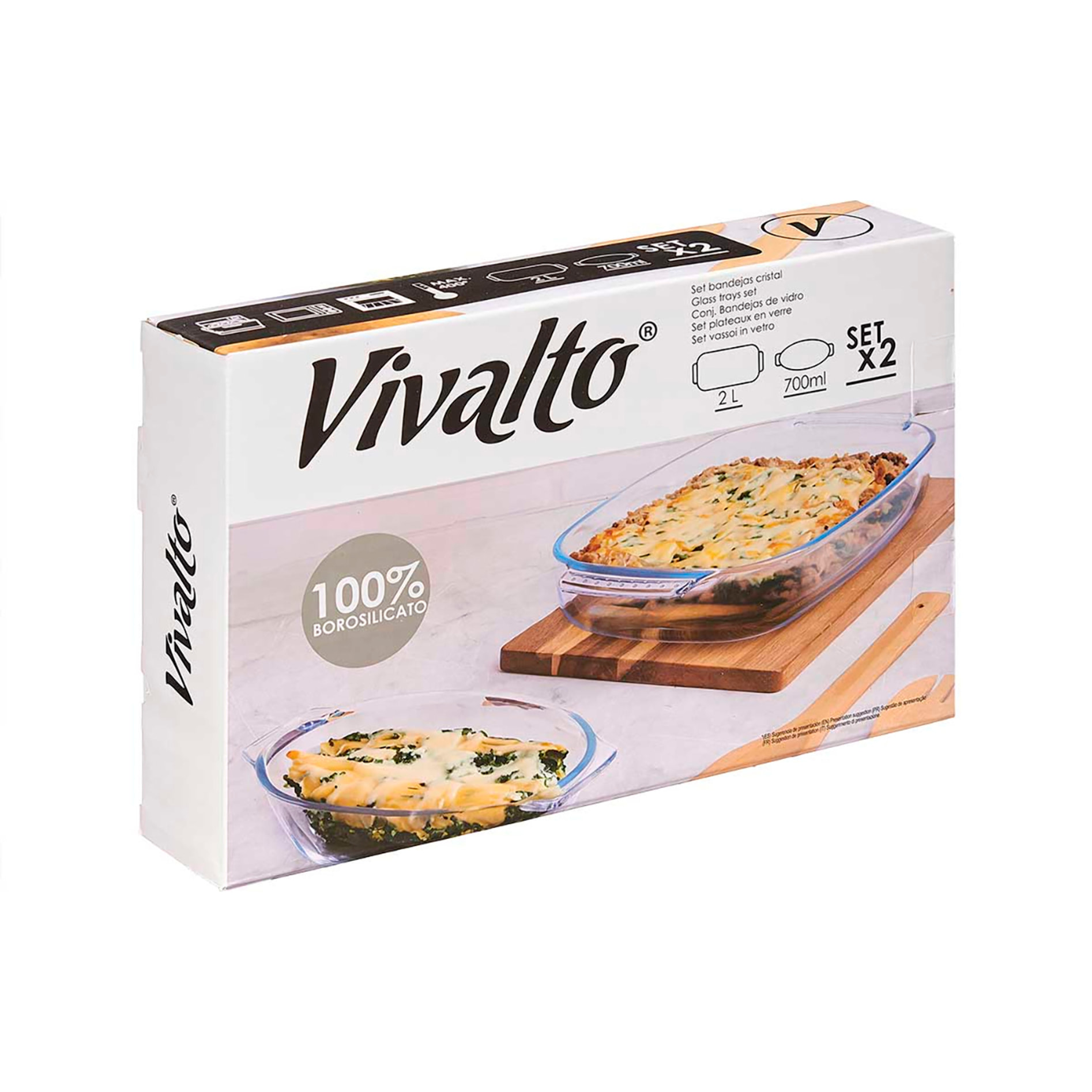 SET 2 BANDEJAS BOROSILICATO 700/2000ML