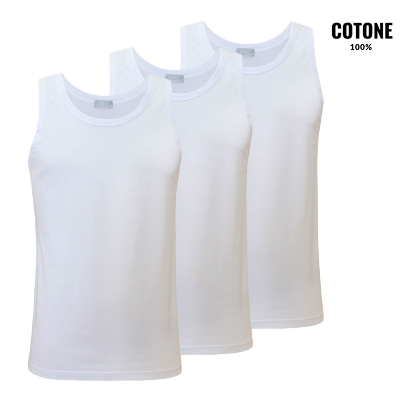 3 Canotte da Uomo 100% Cotone LIABEL Art. 4428