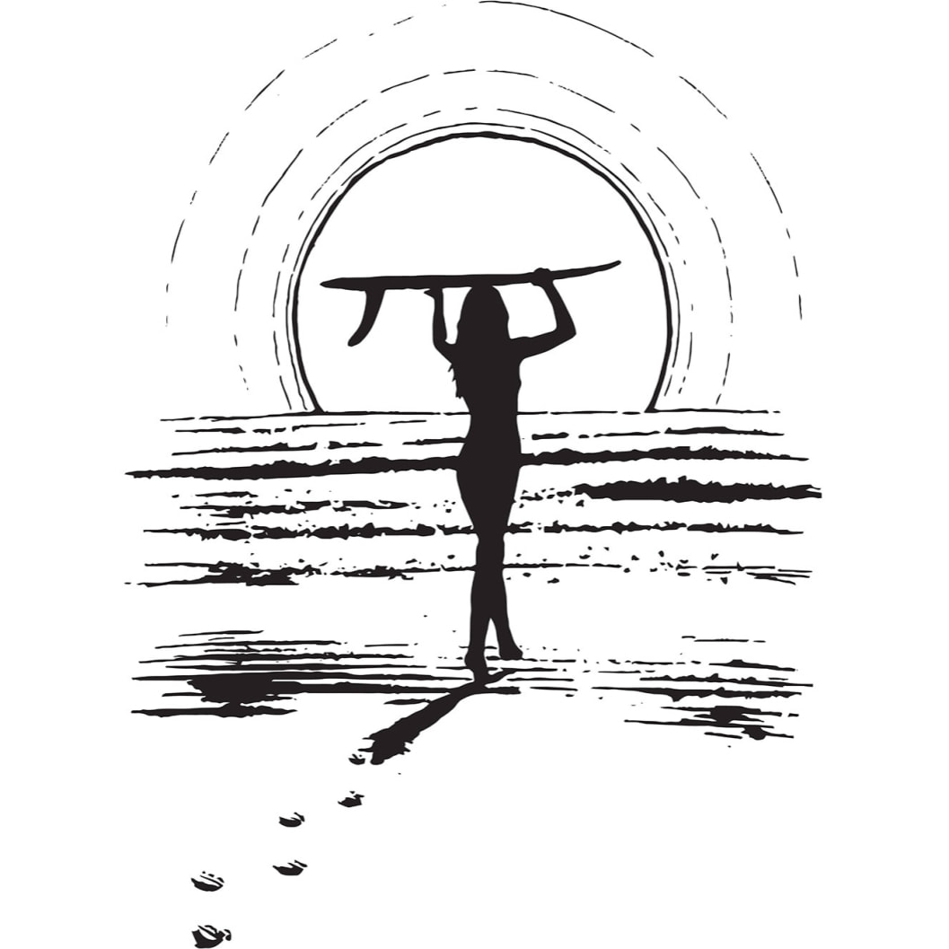 Tableau surfeuse sunset Toile imprimée