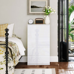 Cómoda con 5 Cajones Cómoda de Dormitorio Moderno con Diseño Anti-vuelco Cajonera para Salón Pasillo 55x33x100 cm Blanco Brillante