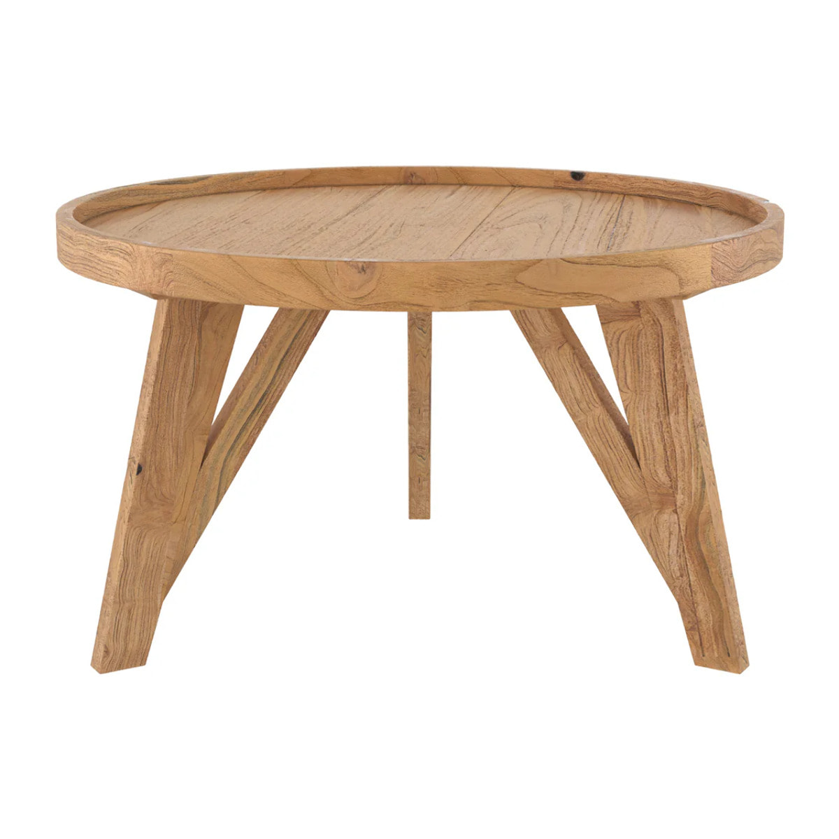 Table basse ronde en bois de teck recyclé D70 cm - Oly