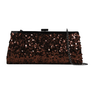 Bolso clutch marrón con lentejuelas