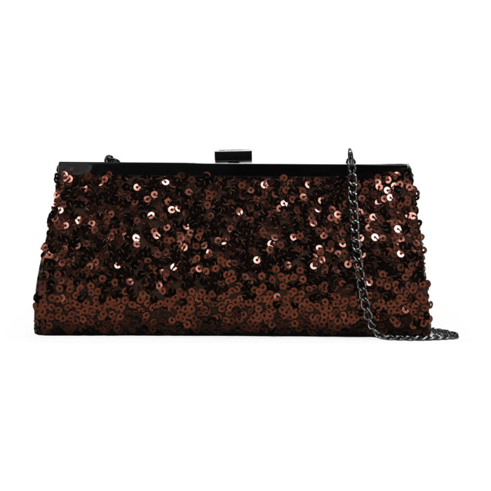 Bolso clutch marrón con lentejuelas