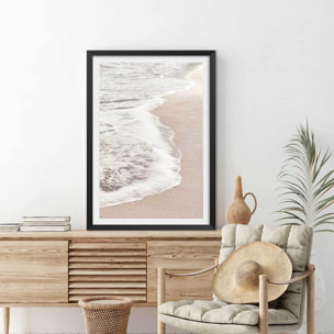 Poster rivage rose Affiche sous cadre noir